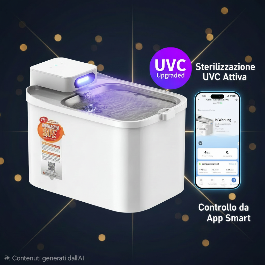 Fontanella Smart Wi-Fi con Sterilizzazione UVC EverSweet Max | ZampaTech™