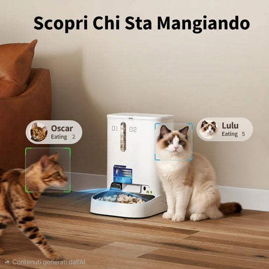 Distributore Smart "Dual-Food" con Telecamera IA|ZampaTech